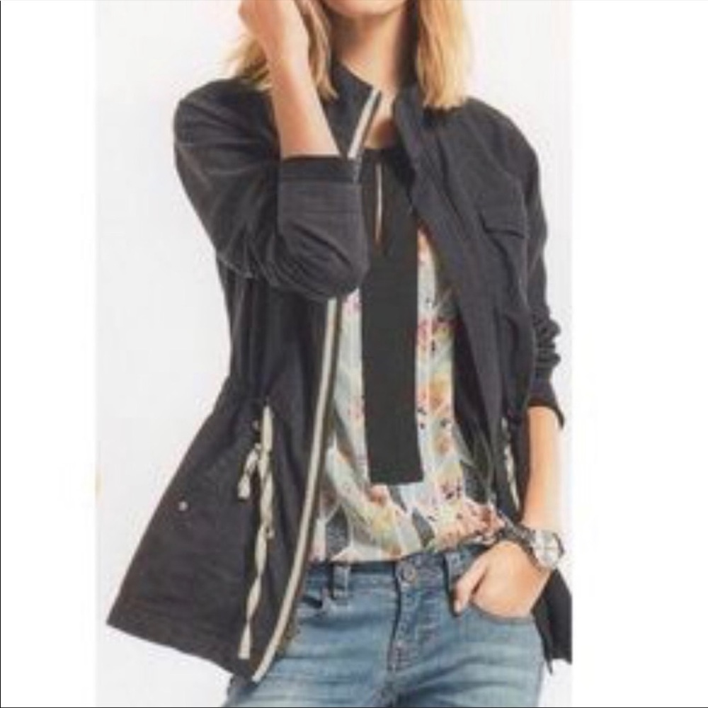 CAbi Charcoal Gray Weekend Drawsting Jacket size Small